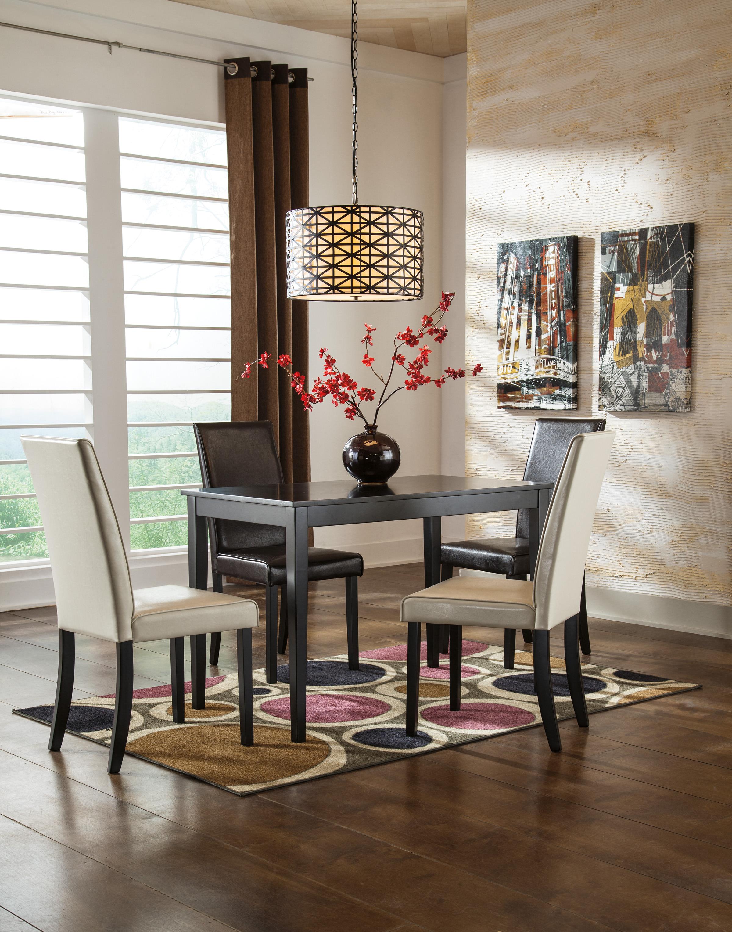 Signature Design by Ashley Kimonte 5Piece Rectangular Table Set with Brown Chairs & Ivory